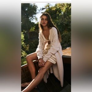 Free People Hailee Convertible Waffle Knit Cream Cardigan